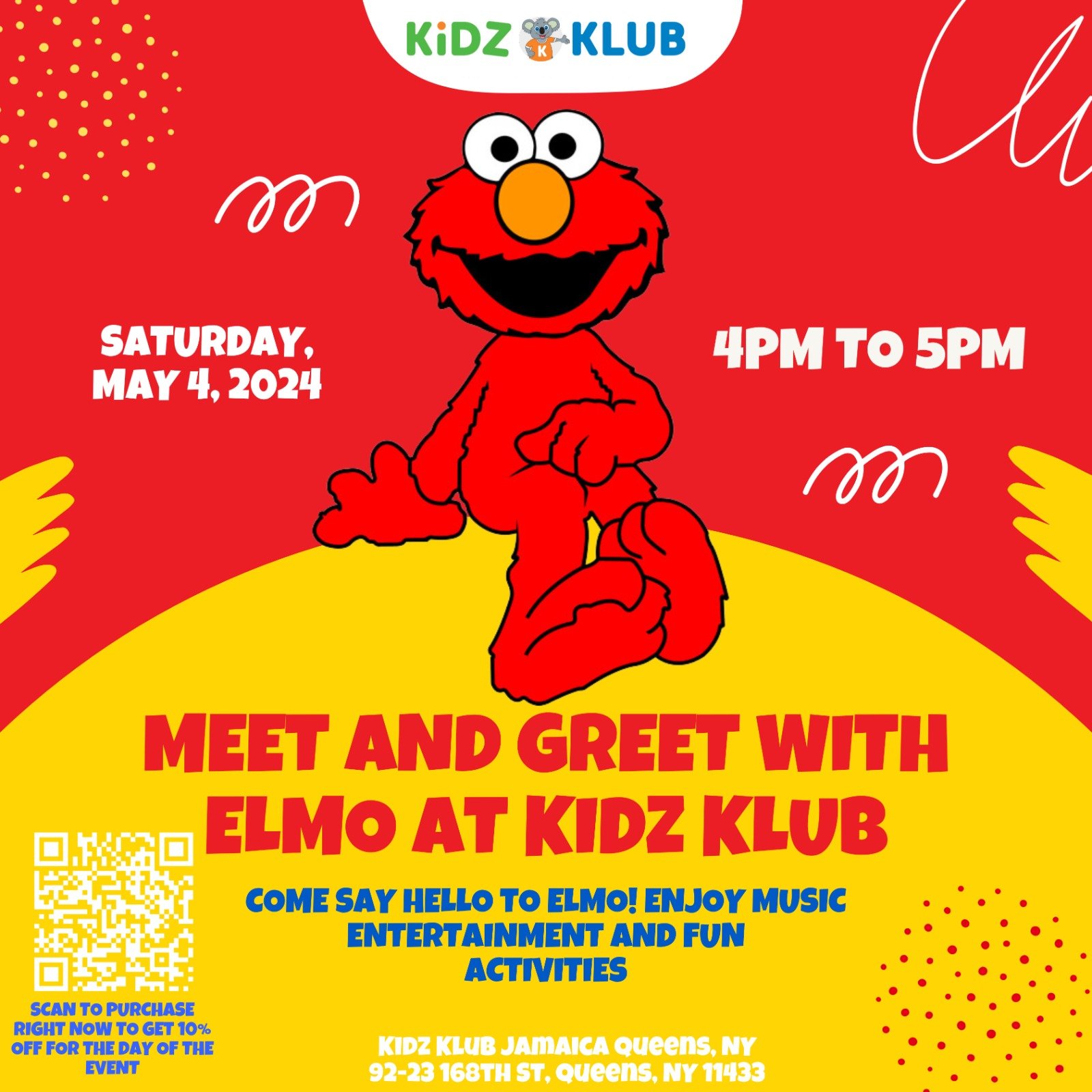 Meet and Greet with Elmo at Kidz Klub