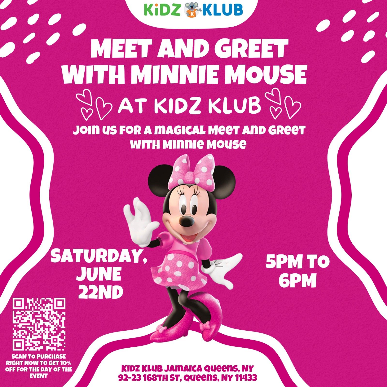 Meet and Greet with Minnie Mouse at Kidz Klub